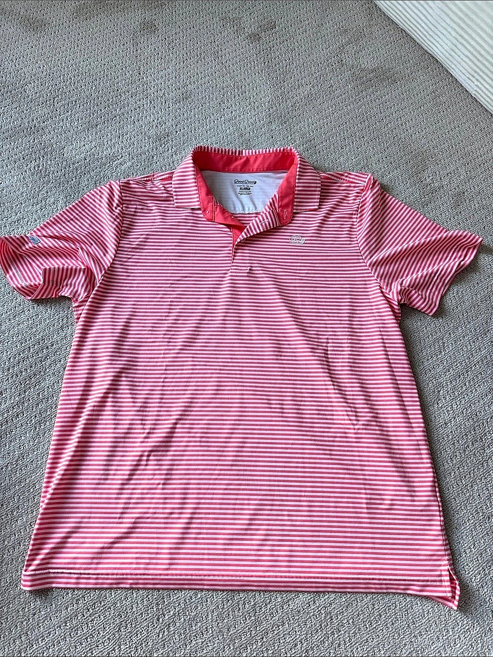Like NEW Good Good Golf Men's Striped Polo Orange & White XL